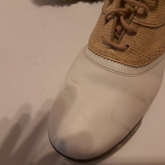 Footjoy Womens DryJoys Golf Shoes White Smooth, Tan Lizard Print Sz 10m #99193 - Picture 8 of 10